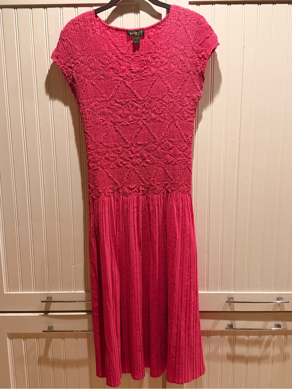 Jerry T New York Bright Fuchsia Textured Midi Dress